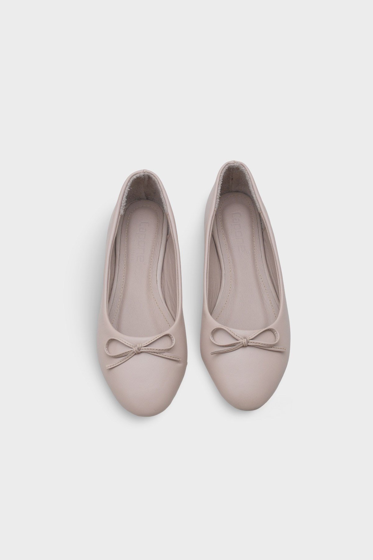 Capone Bloom Genuine Leather Bow Detail Round Toe Women Mink Ballerinas