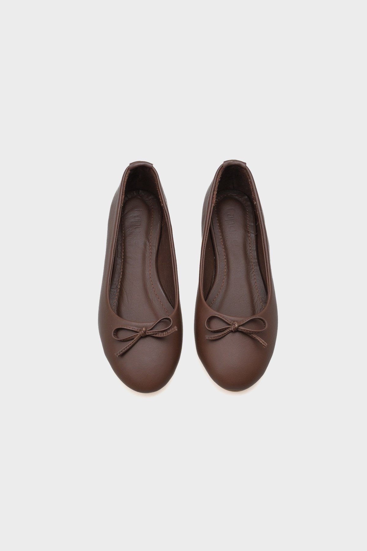 Capone Bloom Genuine Leather Bow Detail Round Toe Women Brown Ballerinas