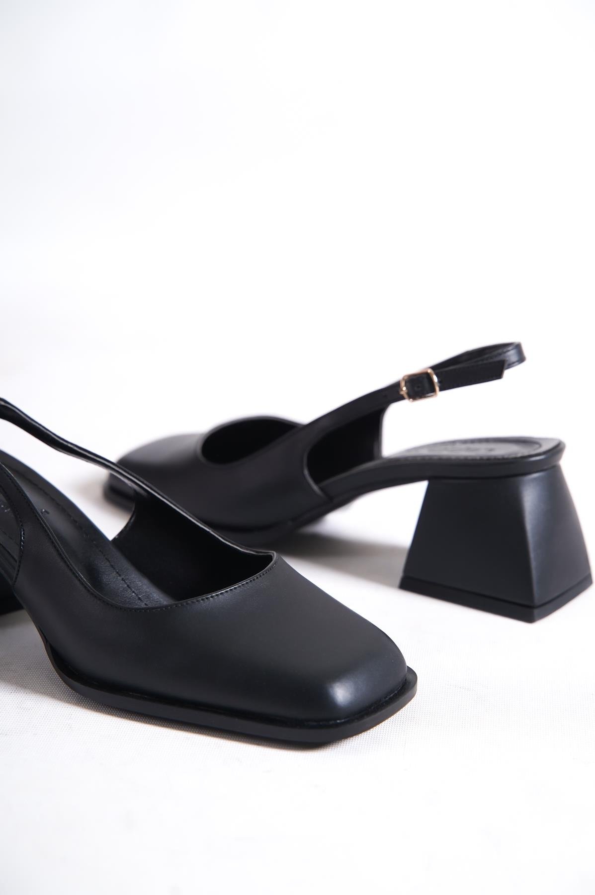 Capone Blunt Toe Block Heeled Slingback Patent Woman Shoes