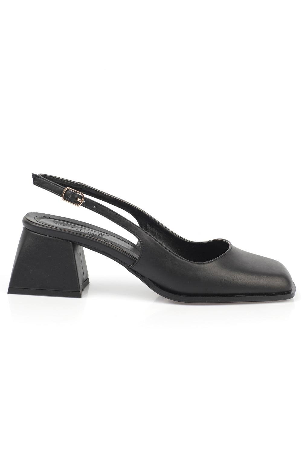 Capone Blunt Toe Block Heeled Slingback Patent Woman Shoes