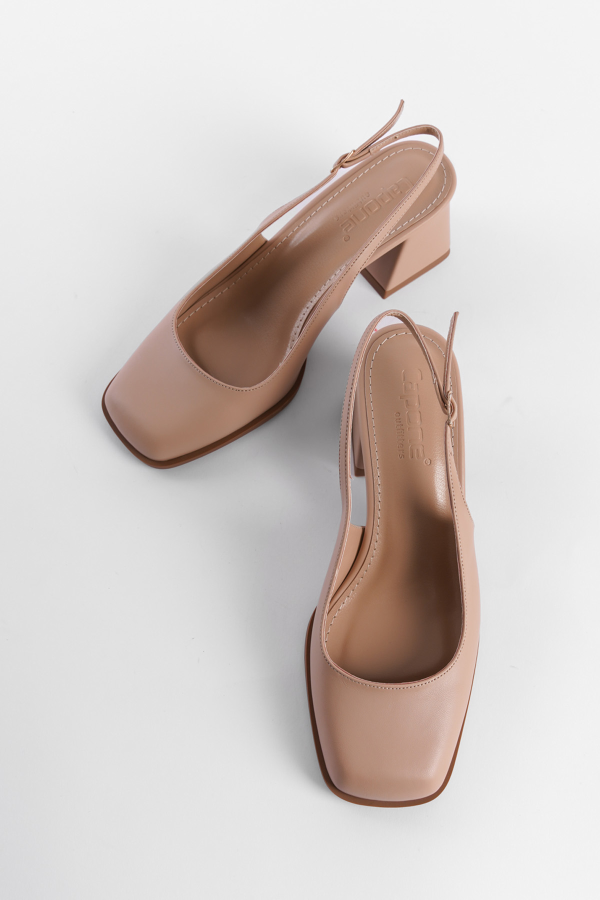 Capone Blunt Toe Block Heeled Slingback Patent Woman Shoes