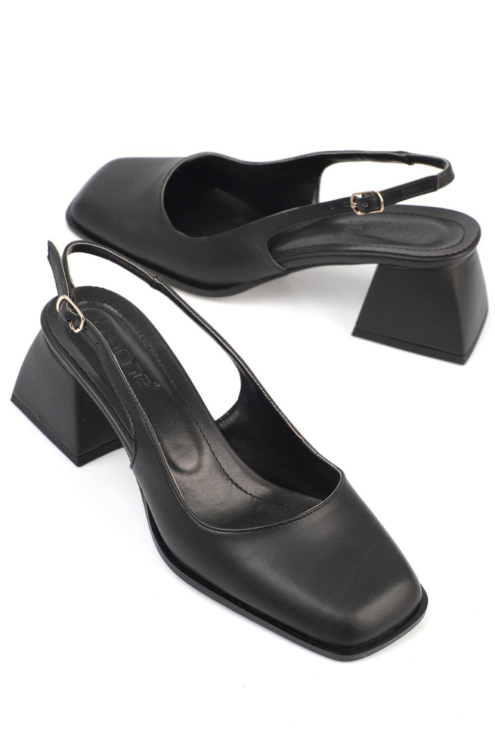 Capone Blunt Toe Block Heeled Slingback Patent Woman Shoes