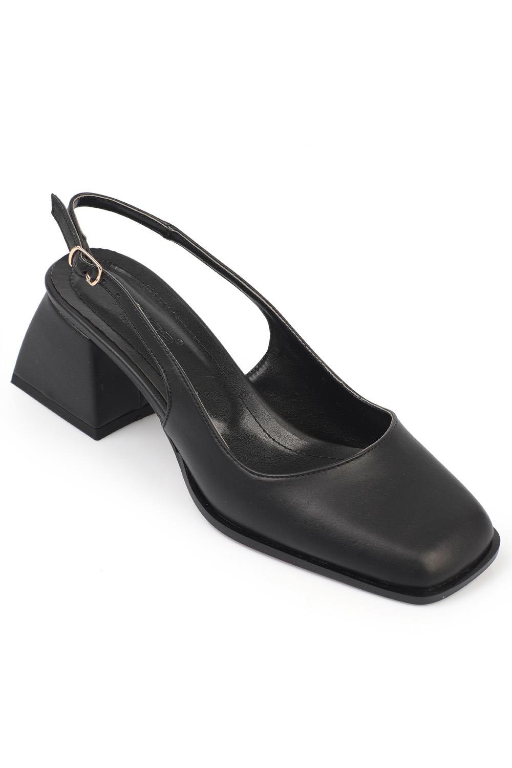 Capone Blunt Toe Block Heeled Slingback Patent Woman Shoes
