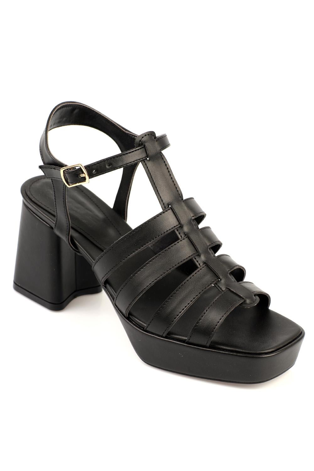 Capone Blunt Toe Gladiator Ankle Band Block Heel Woman Platform Sandals