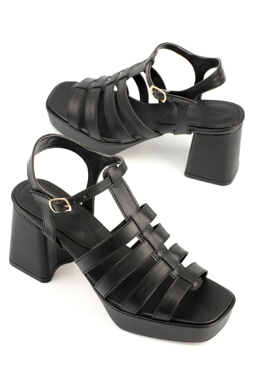 Capone Blunt Toe Gladiator Ankle Band Block Heel Woman Platform Sandals