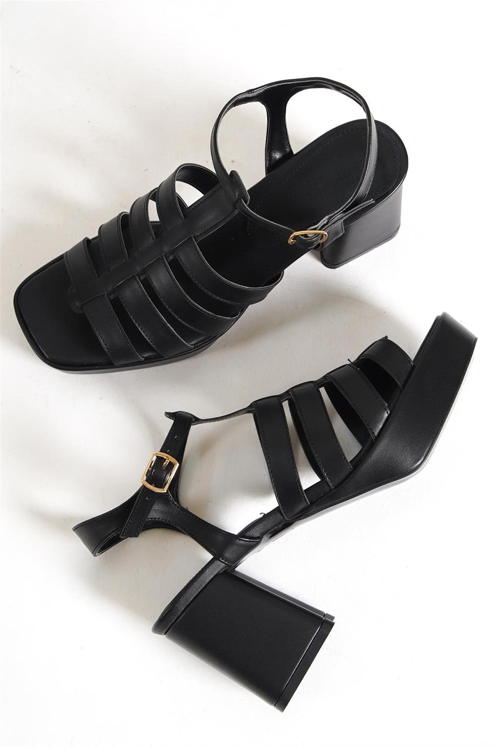 Capone Blunt Toe Gladiator Ankle Band Block Heel Woman Platform Sandals