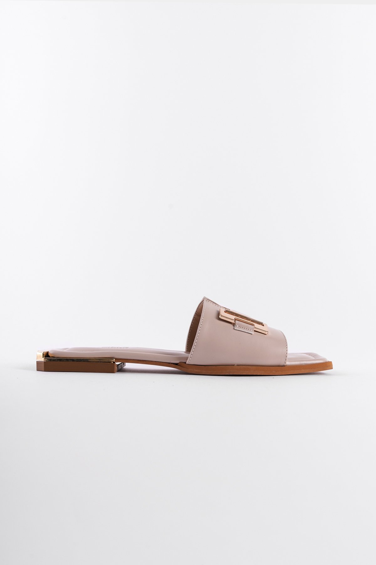 Capone Blunt Toe Metal Bouckle Metal Heel Detail Woman Sandals