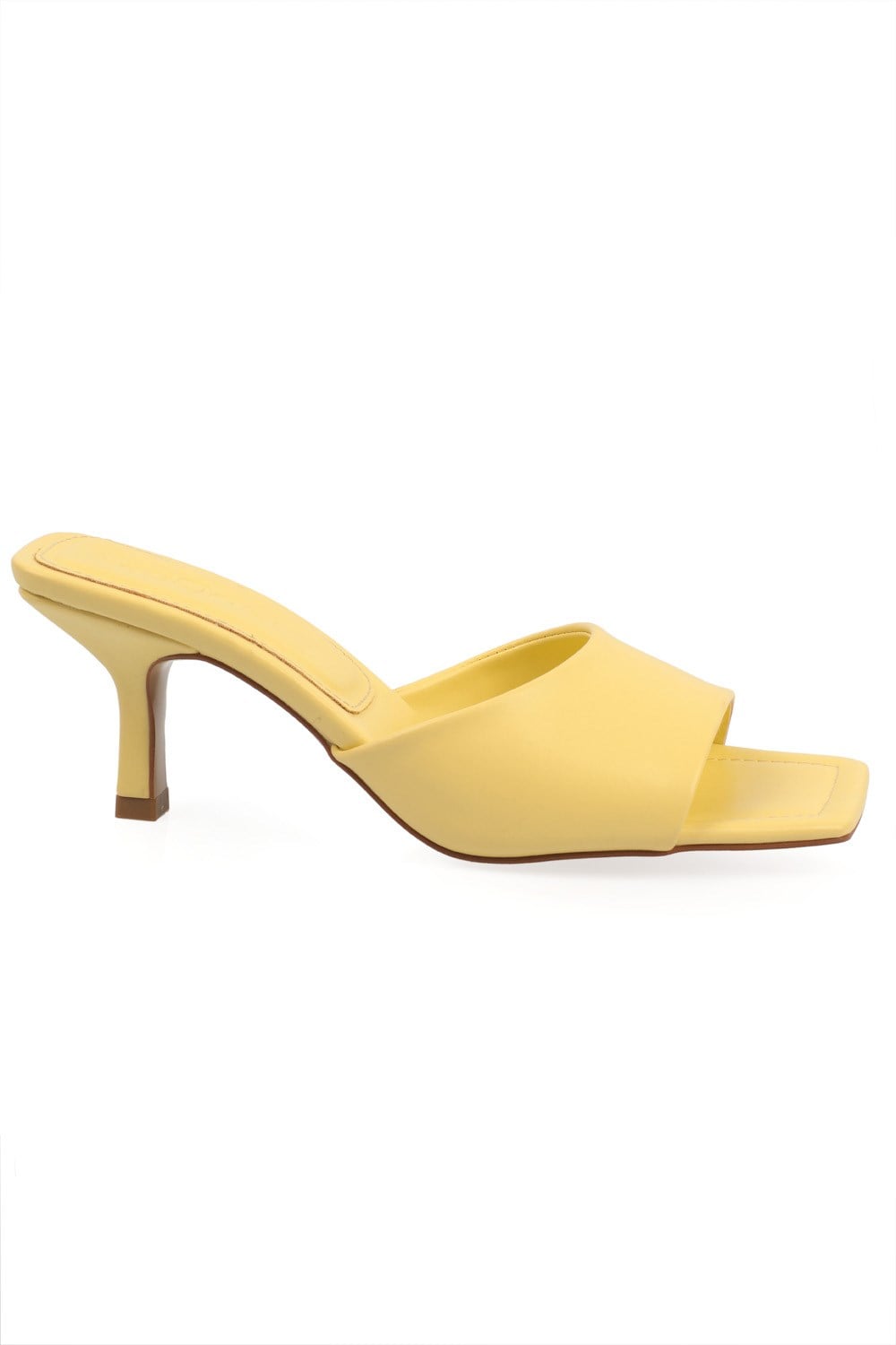Capone Blunt Toe Mid Heel Single Band Women Lemon Yellow Sandals