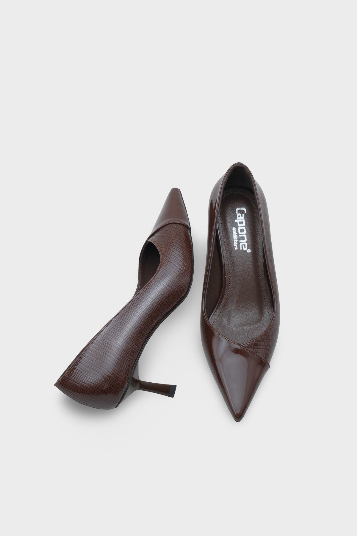 Capone Brianne Mid Heel Strapped Snake Print Genuine Leather Lined Stiletto