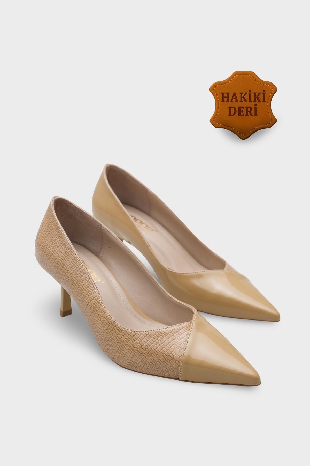 Capone Brianne Mid Heel Strapped Snake Print Genuine Leather Lined Stiletto