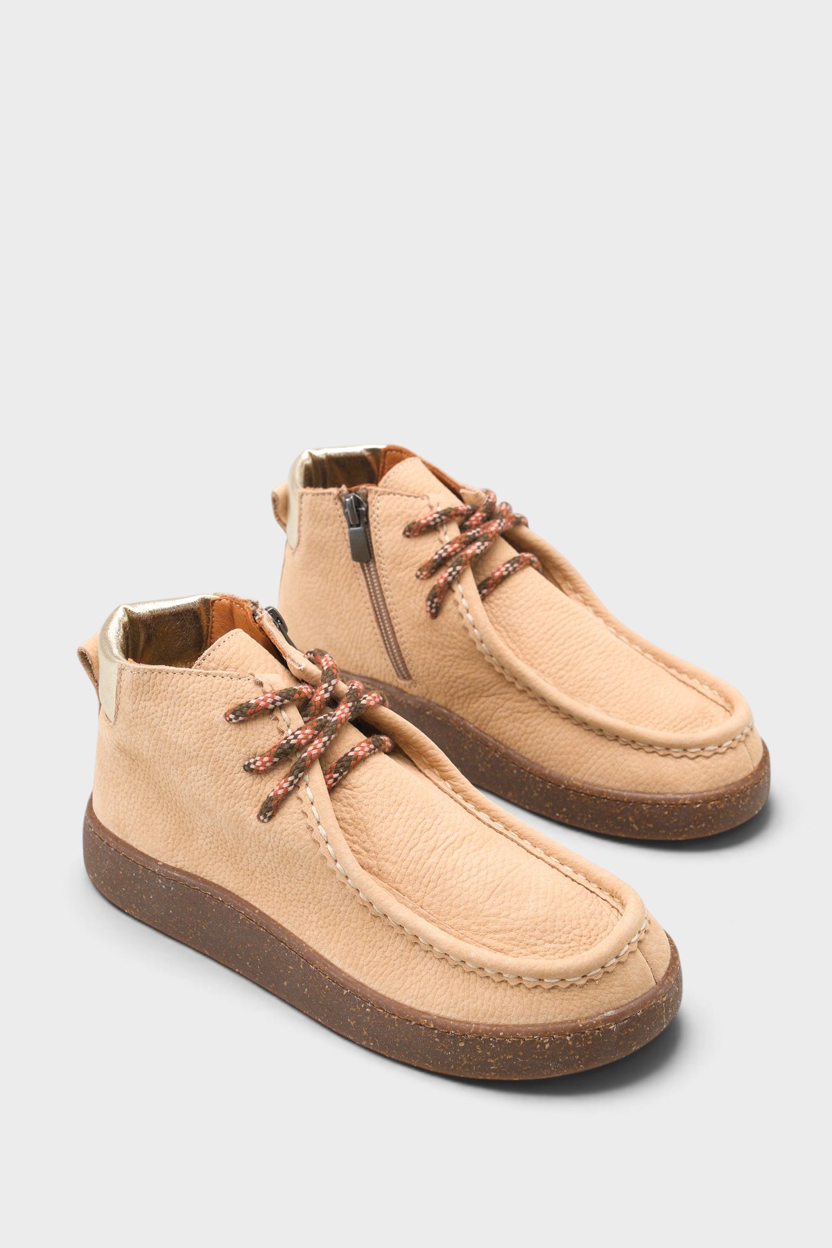 Capone Cammy Genuine Nubuck Leather Comfort Women Beige Ankle Boot
