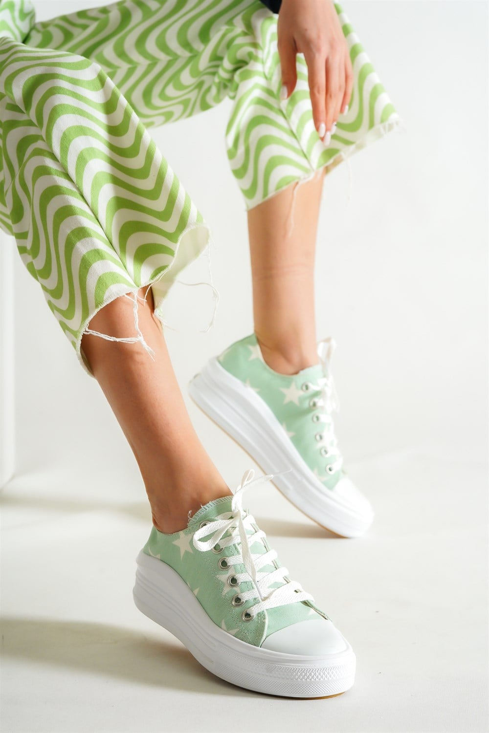 Capone Canvas Sneaker Women Sea Green Sport Shoes