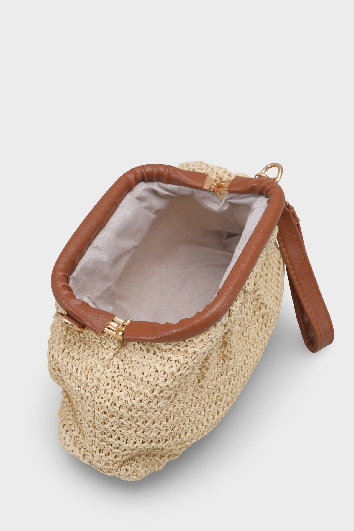 Capone Capri Raffia Look Drawstring Women Beige Bag