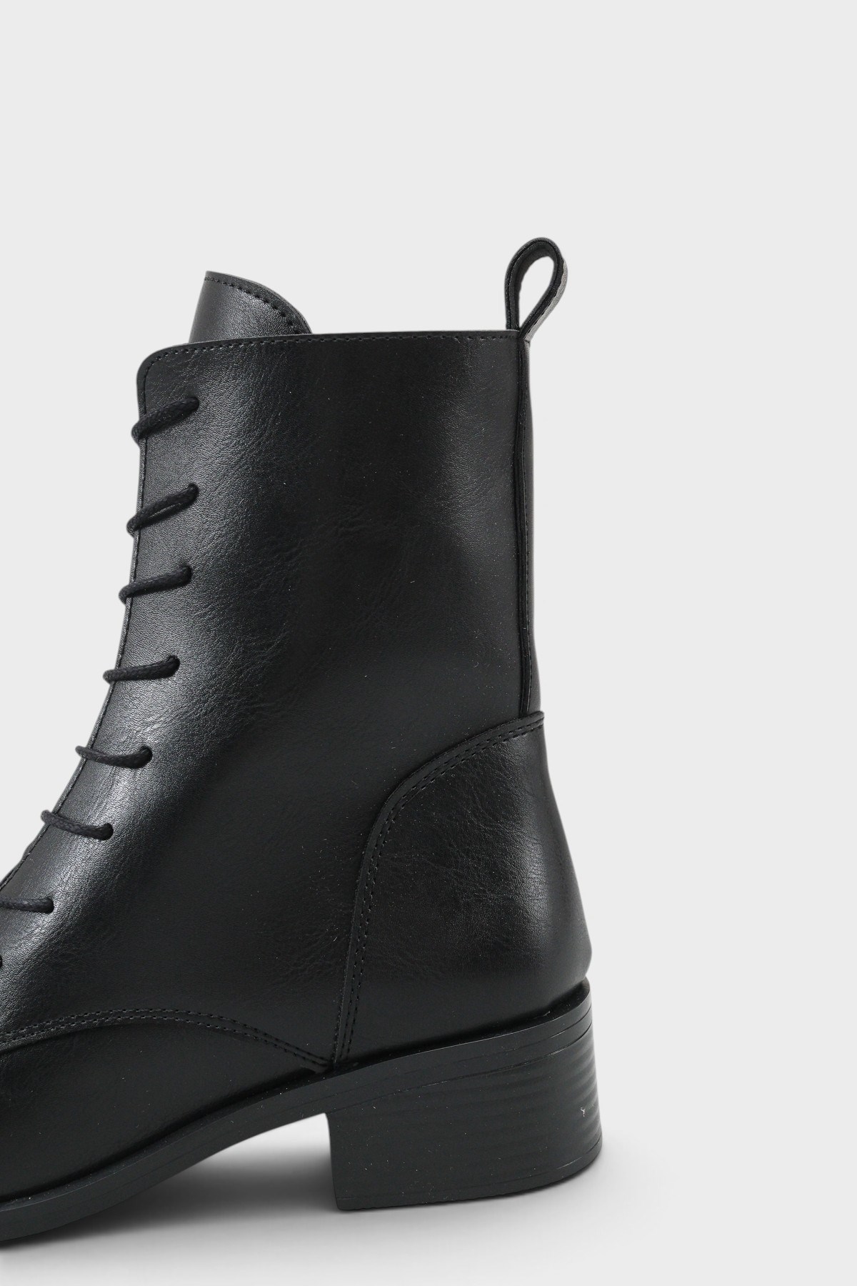 Capone Carolie Lace-Up Side Zip Mid Heel Casual Women Black Ankle Boot