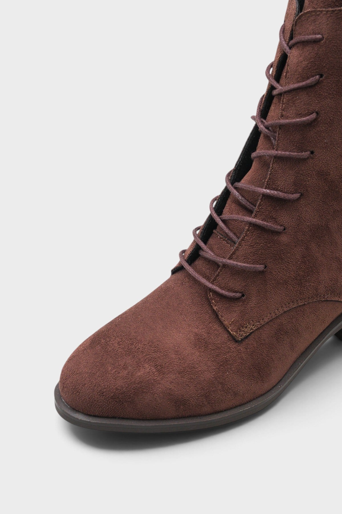 Capone Carolie Lace-Up Side Zip Mid Heel Casual Women Sued Brown Ankle Boot