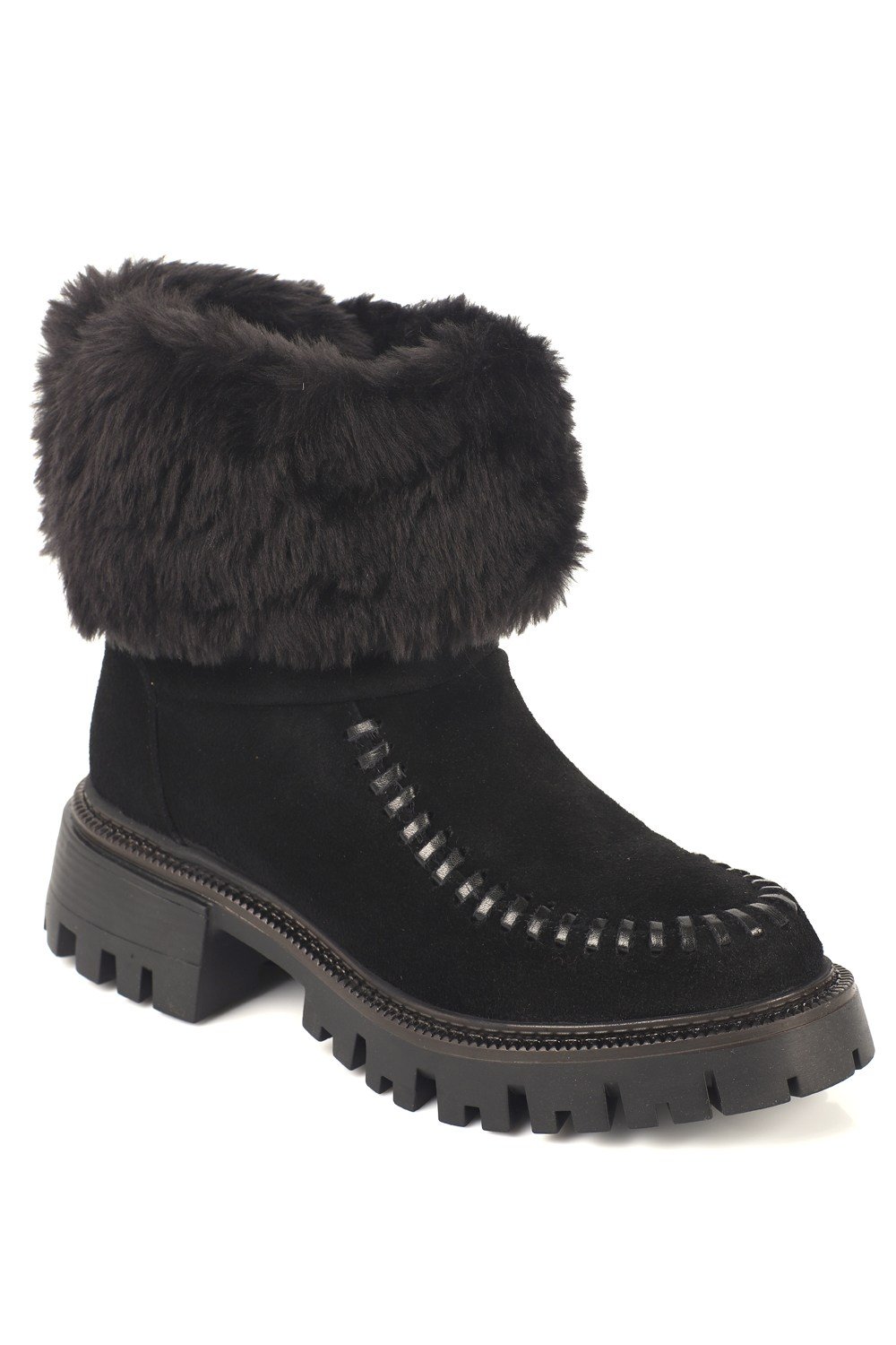 Capone Catherina Genuine Suede Genuine Fur Women Black Long Boot