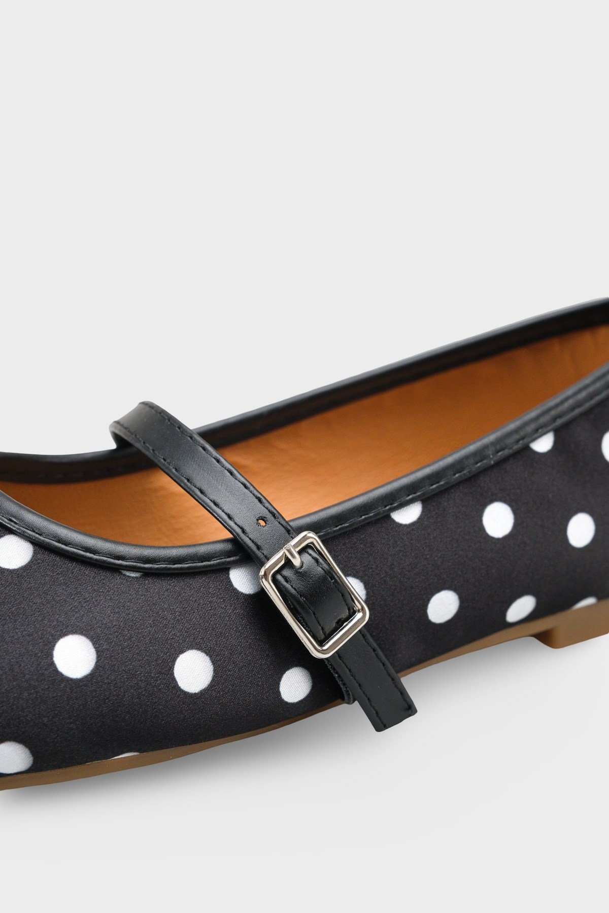 Capone Cathryn Buckle Strap Polka Dot Women Black Ballet Flat