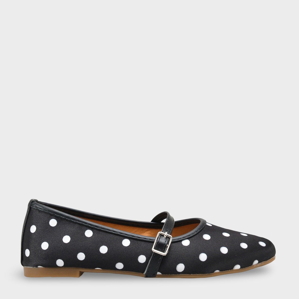 Capone Cathryn Buckle Strap Polka Dot Women Black Ballet Flat
