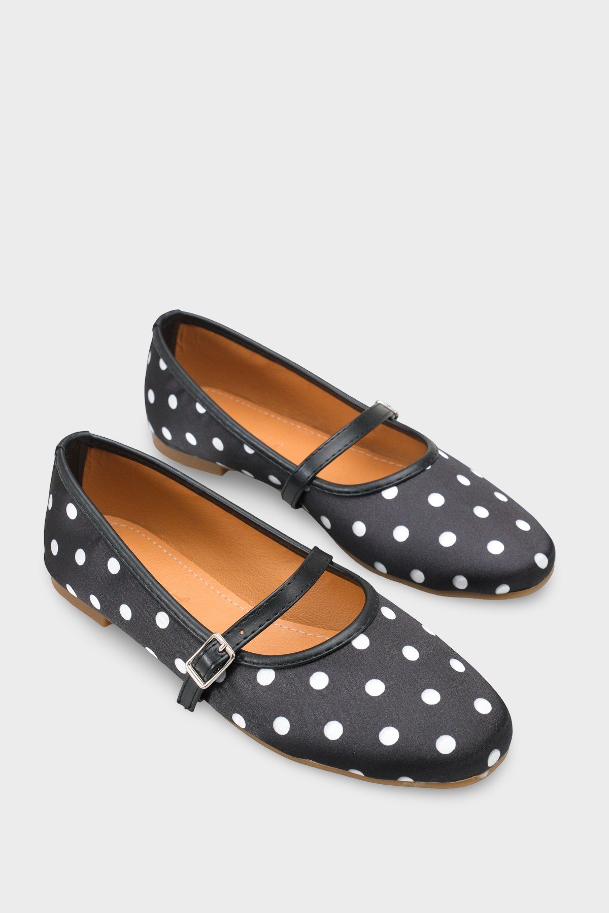 Capone Cathryn Buckle Strap Polka Dot Women Black Ballet Flat