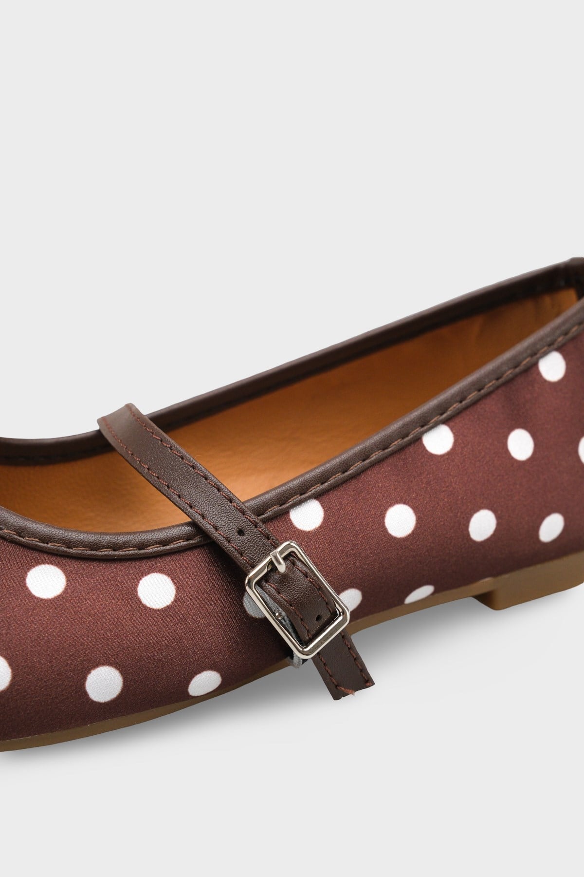 Capone Cathryn Buckle Strap Polka Dot Women Brown Ballet Flat