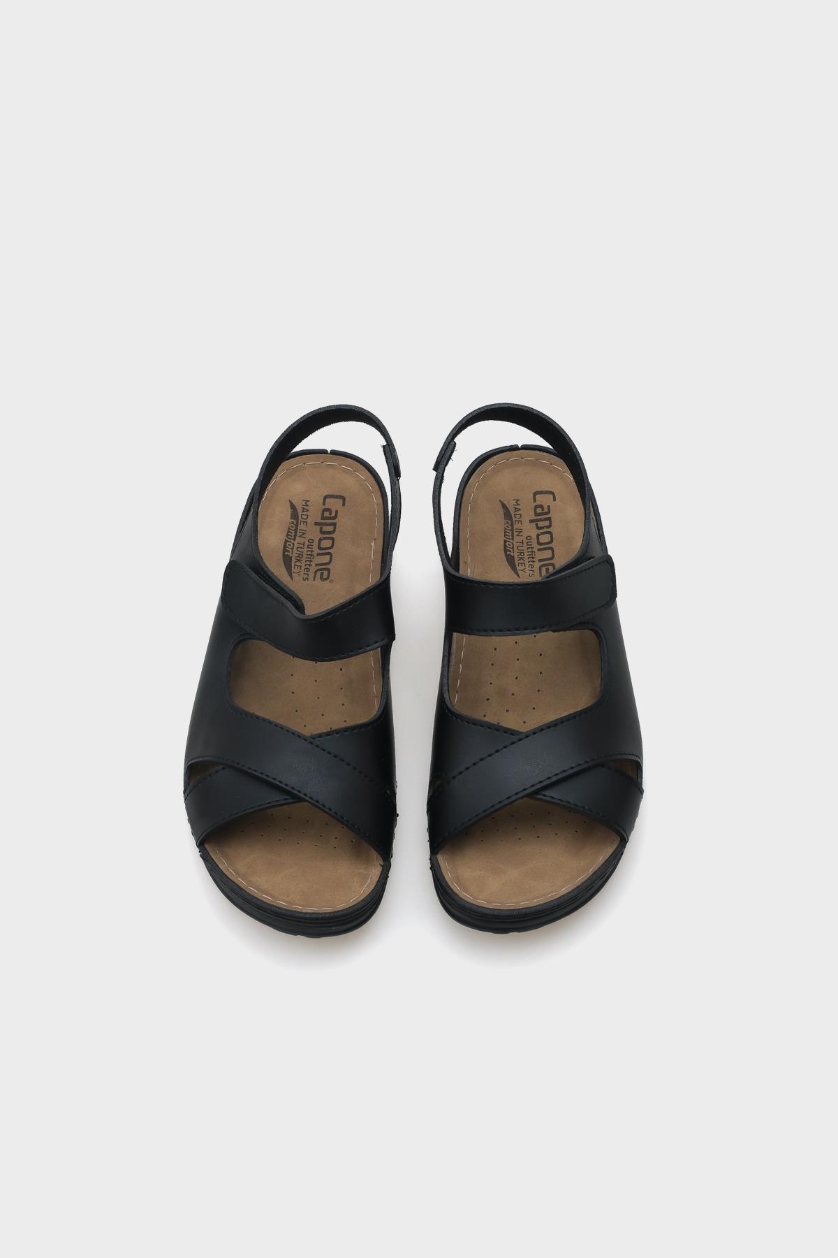Capone Cecil 107090 Women Black Slingback Comfort Anatomical Sandals
