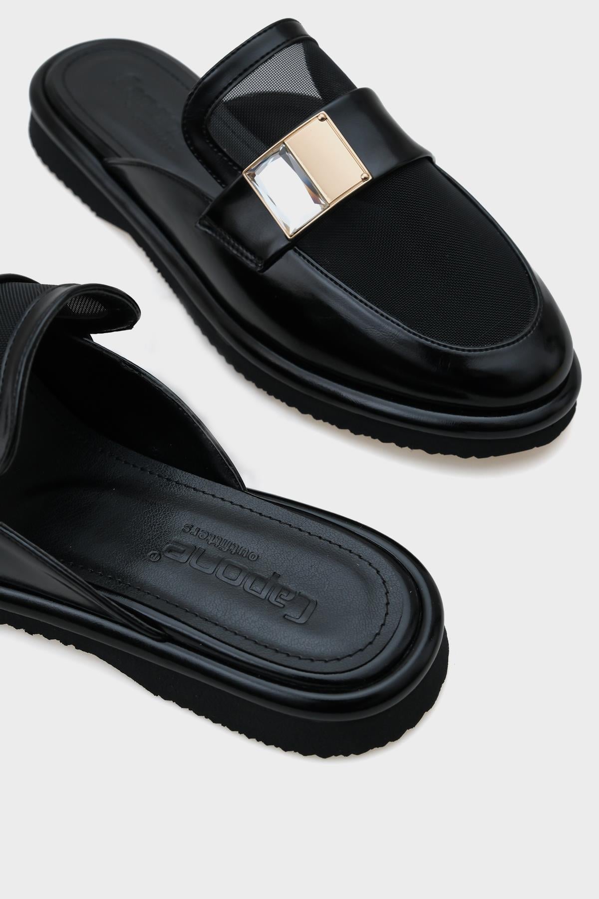 Capone Closed Toe Mesh Women Black Sandals