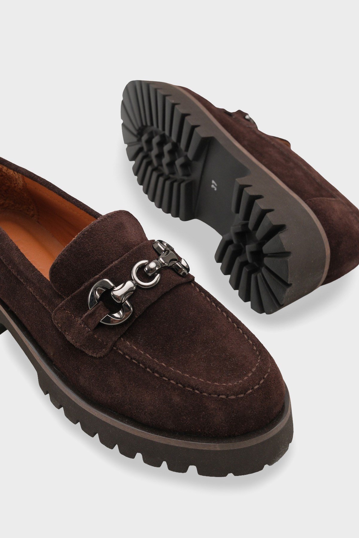 Capone Cork Sole Leather Women Brown Loafer