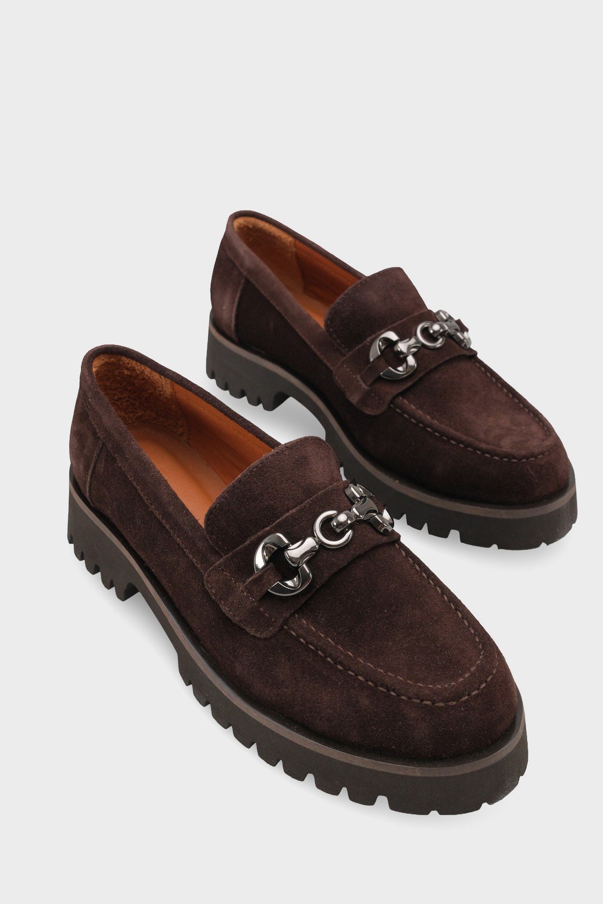 Capone Cork Sole Leather Women Brown Loafer
