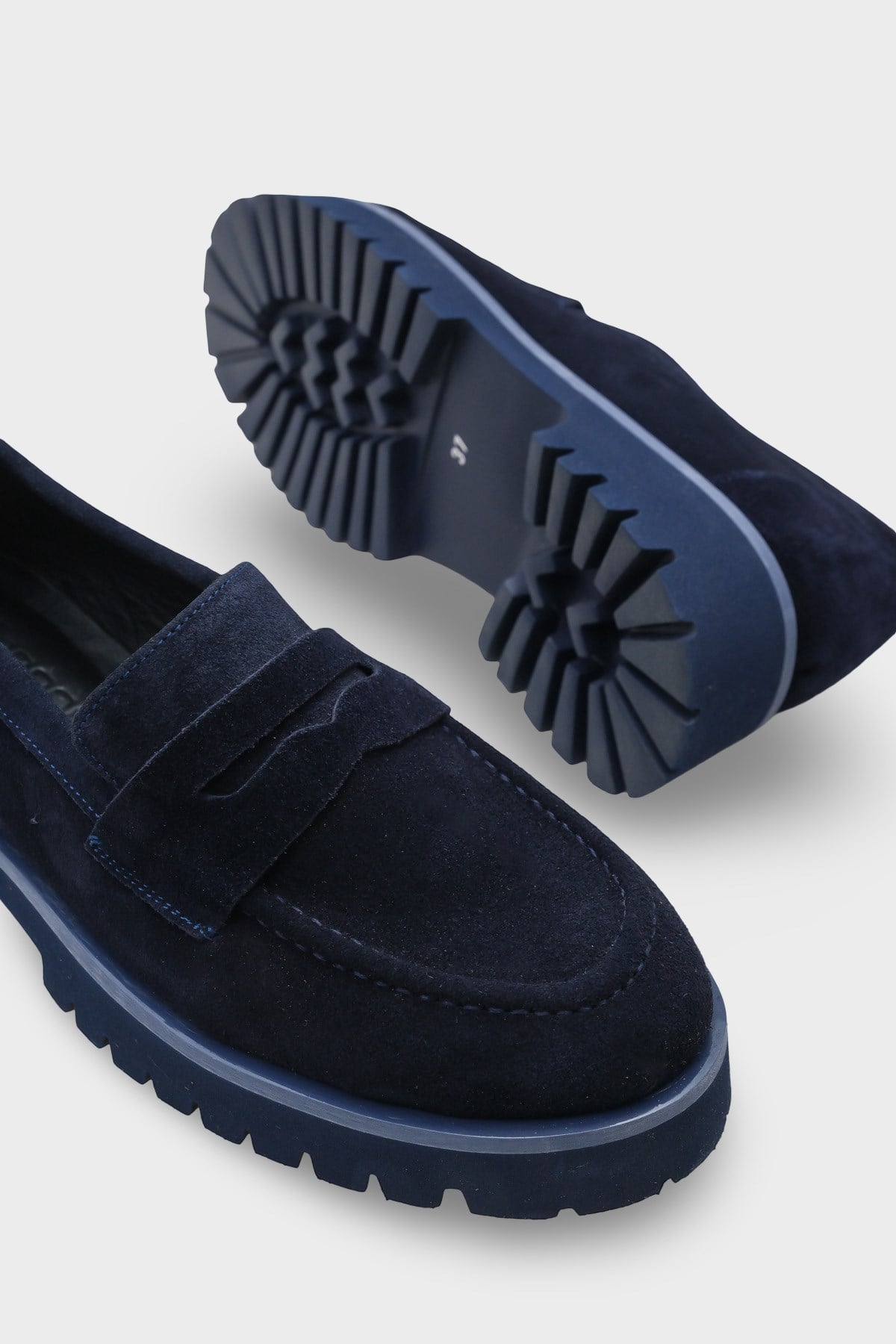 Capone Cork Sole Leather Women Navy Suede Loafer