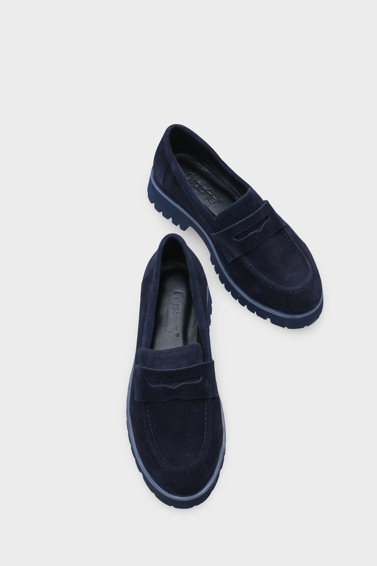 Capone Cork Sole Leather Women Navy Suede Loafer