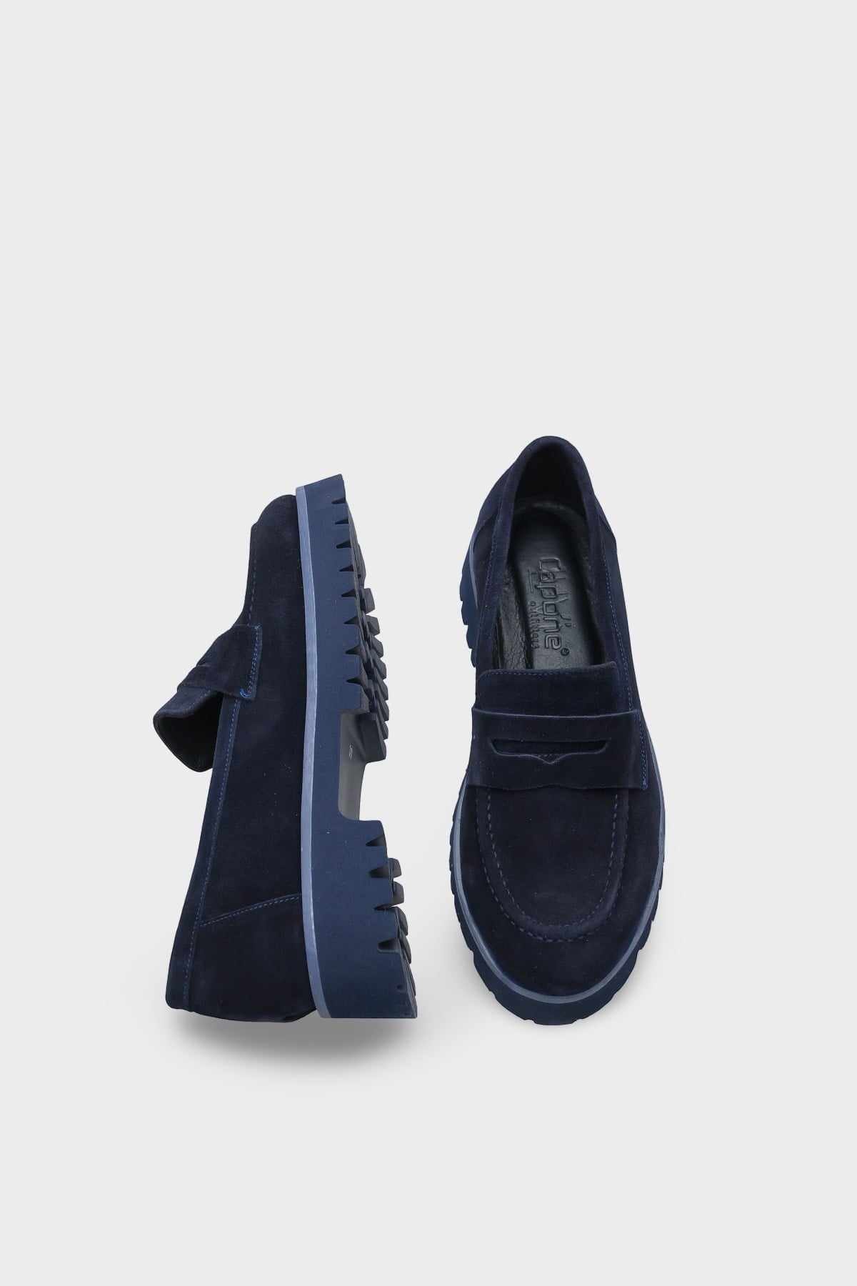 Capone Cork Sole Leather Women Navy Suede Loafer