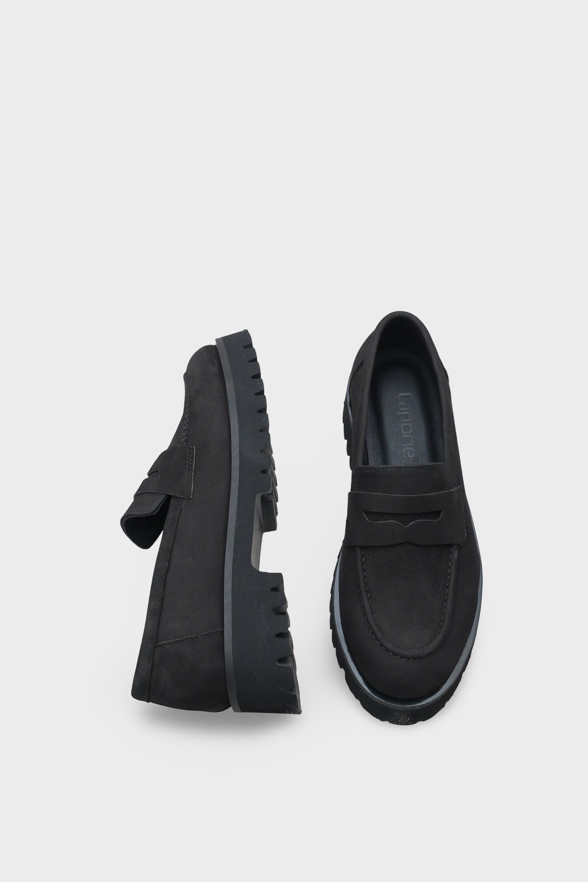 Capone Cork Sole Leather Women Nubuck Black Loafer