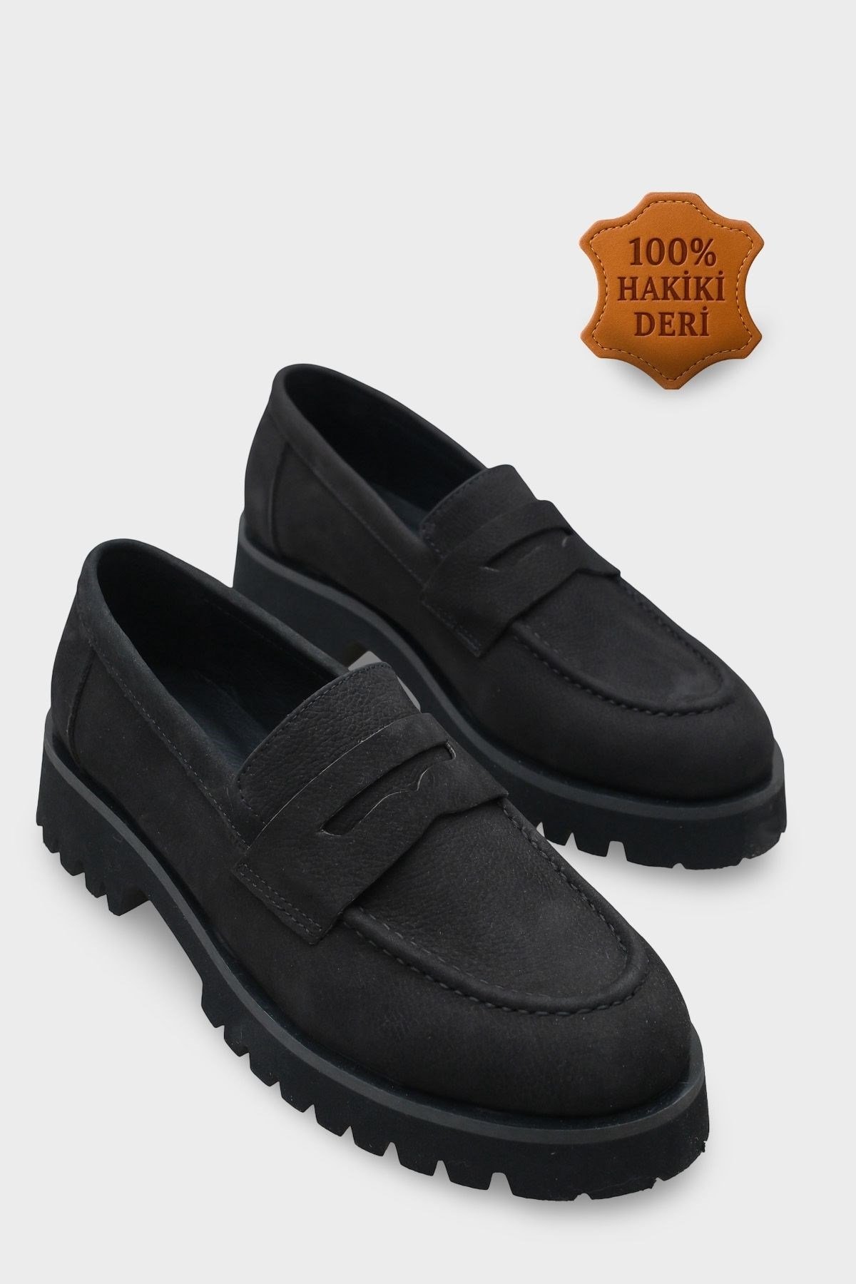 Capone Cork Sole Leather Women Nubuck Black Loafer