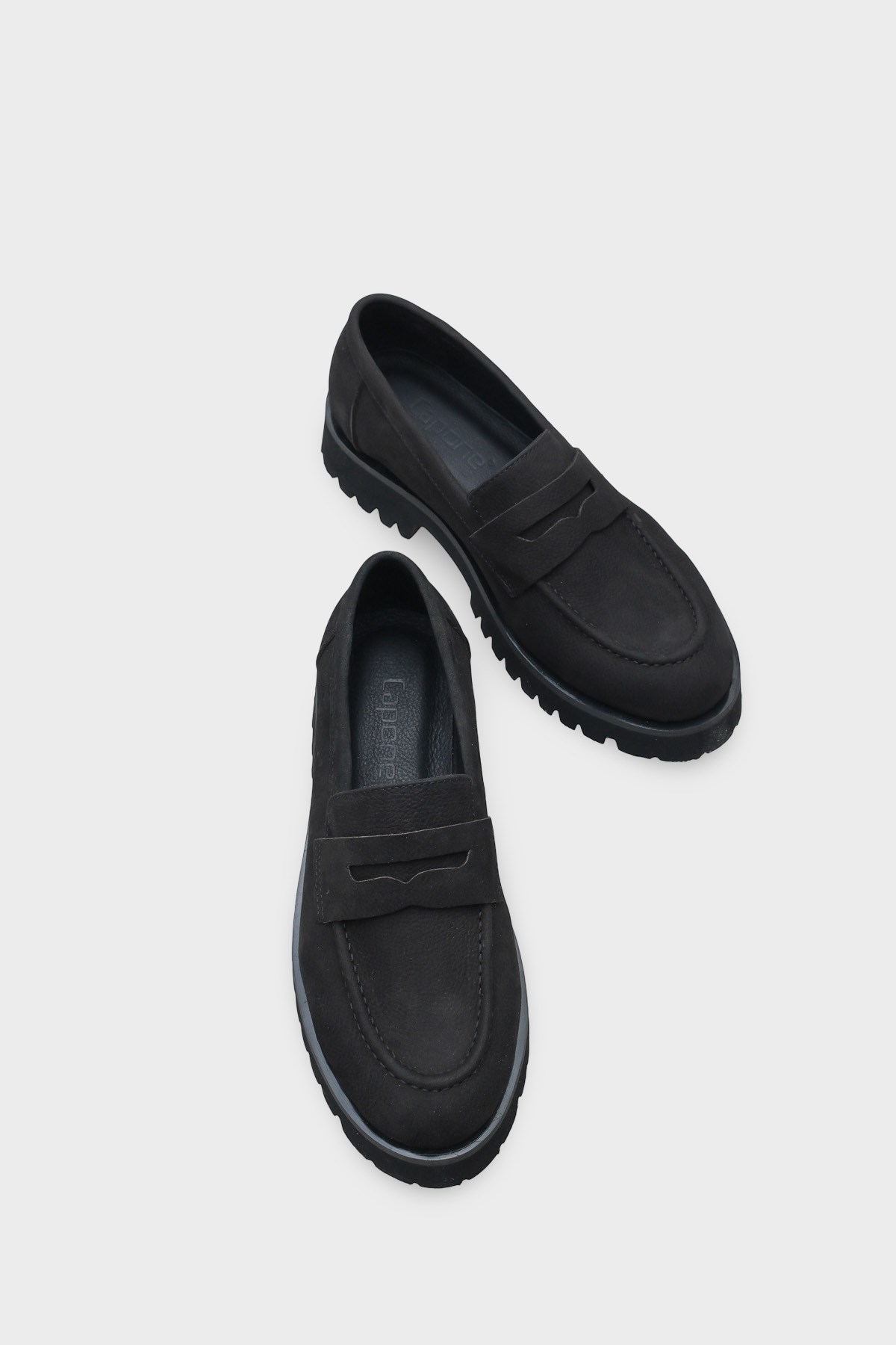 Capone Cork Sole Leather Women Nubuck Black Loafer