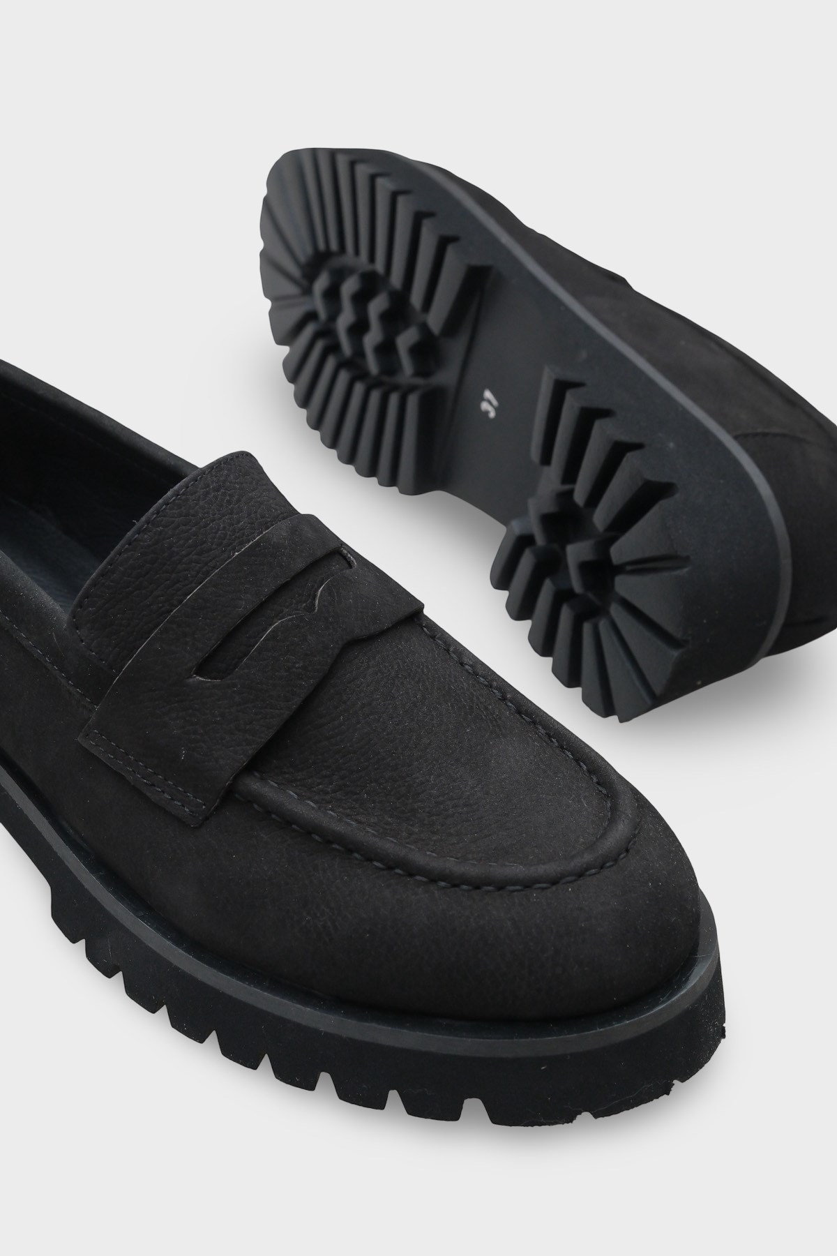 Capone Cork Sole Leather Women Nubuck Black Loafer