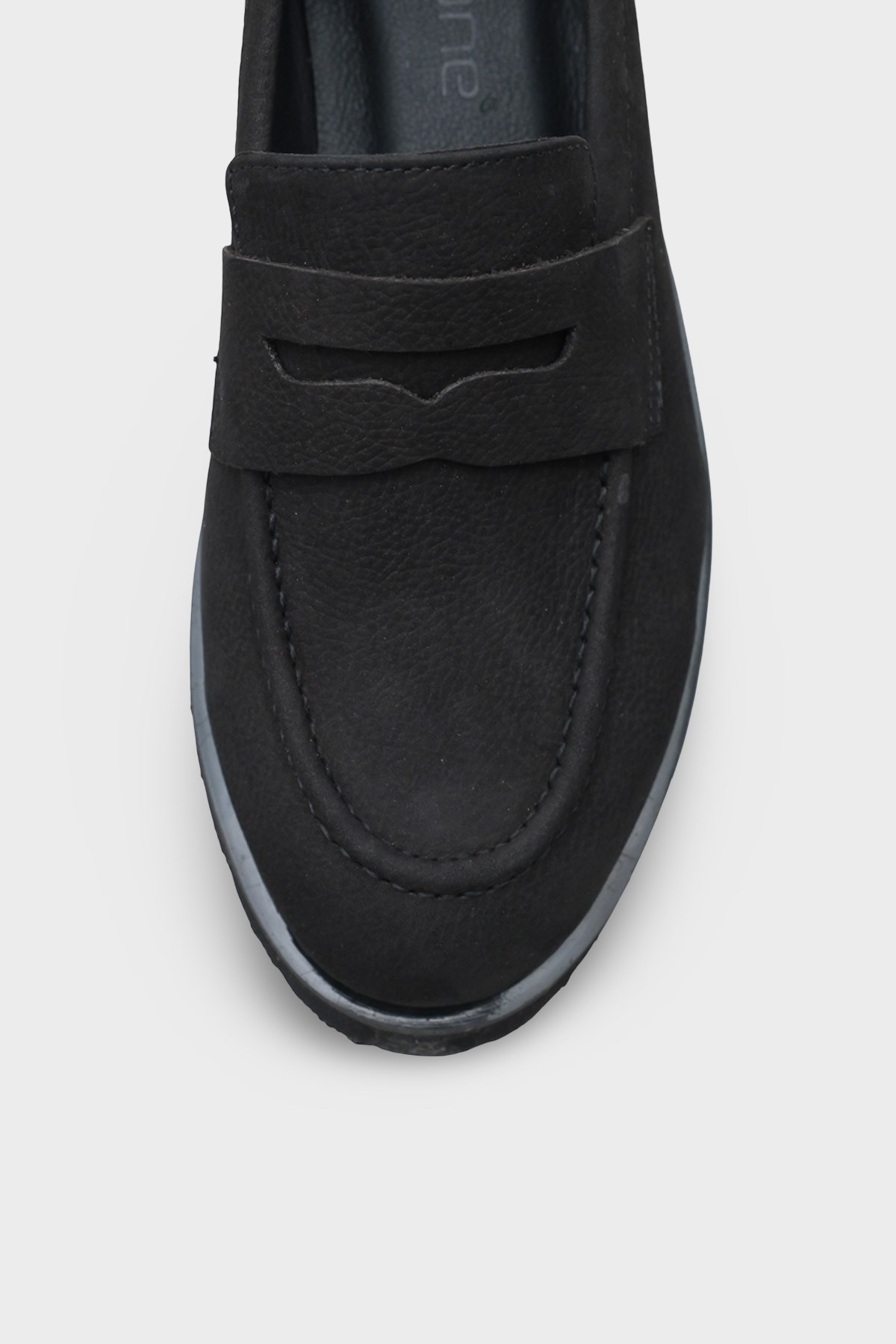 Capone Cork Sole Leather Women Nubuck Black Loafer