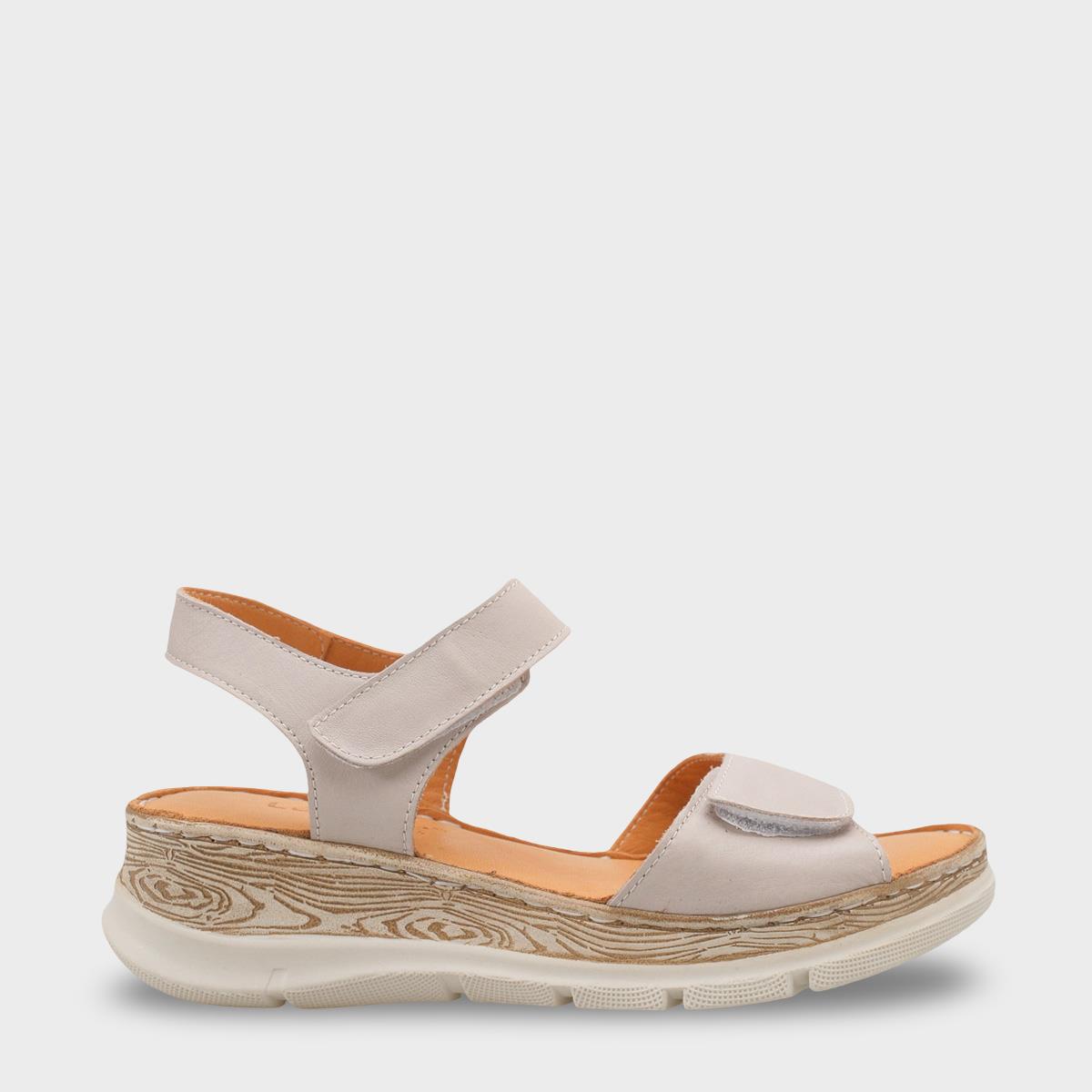 Capone Corrinne Genuine Leather Soft Comfort Women Silver Grey Sandal