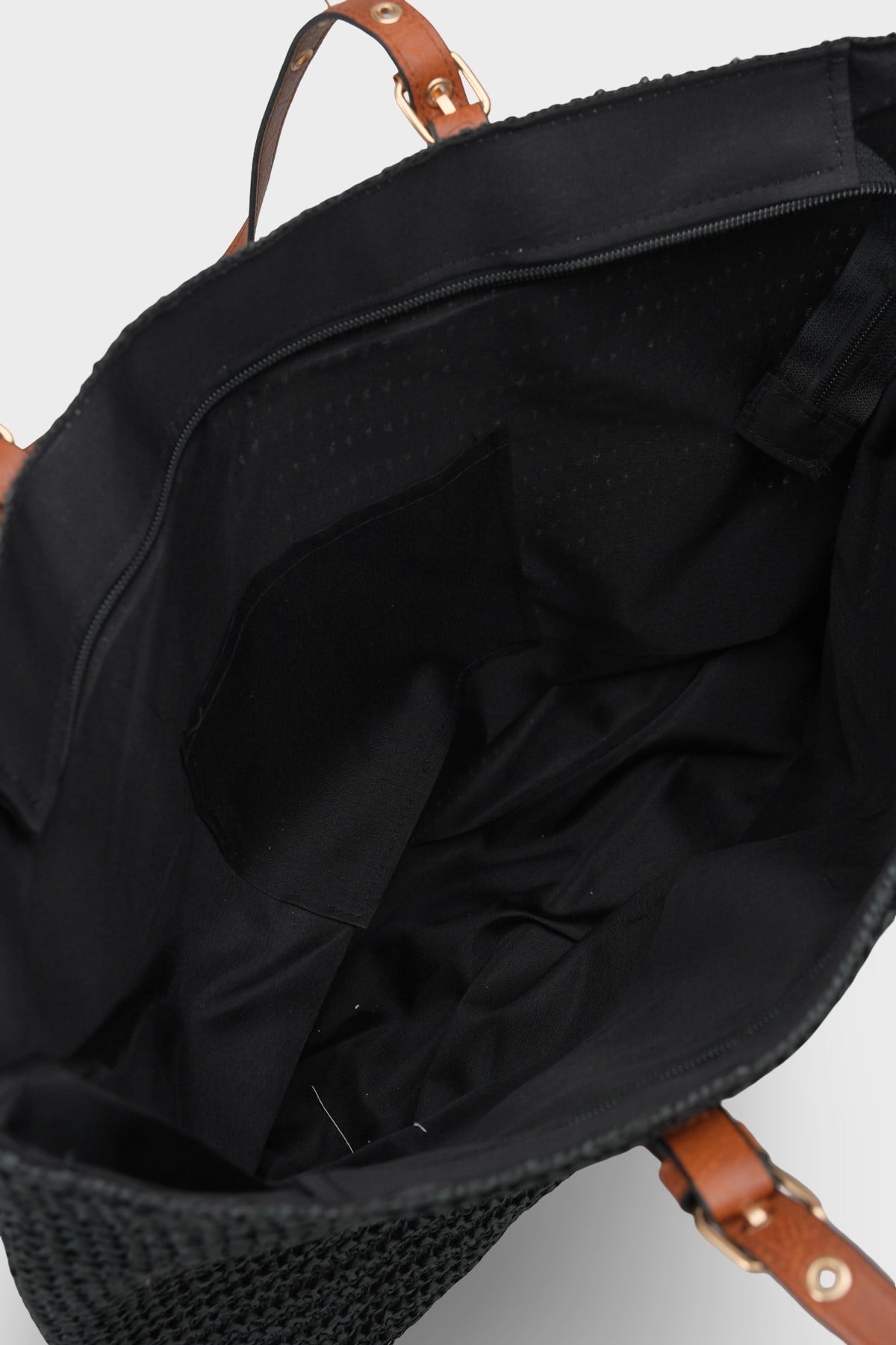 Capone Costa Blanca Raffia Look Women Black Tote Bag