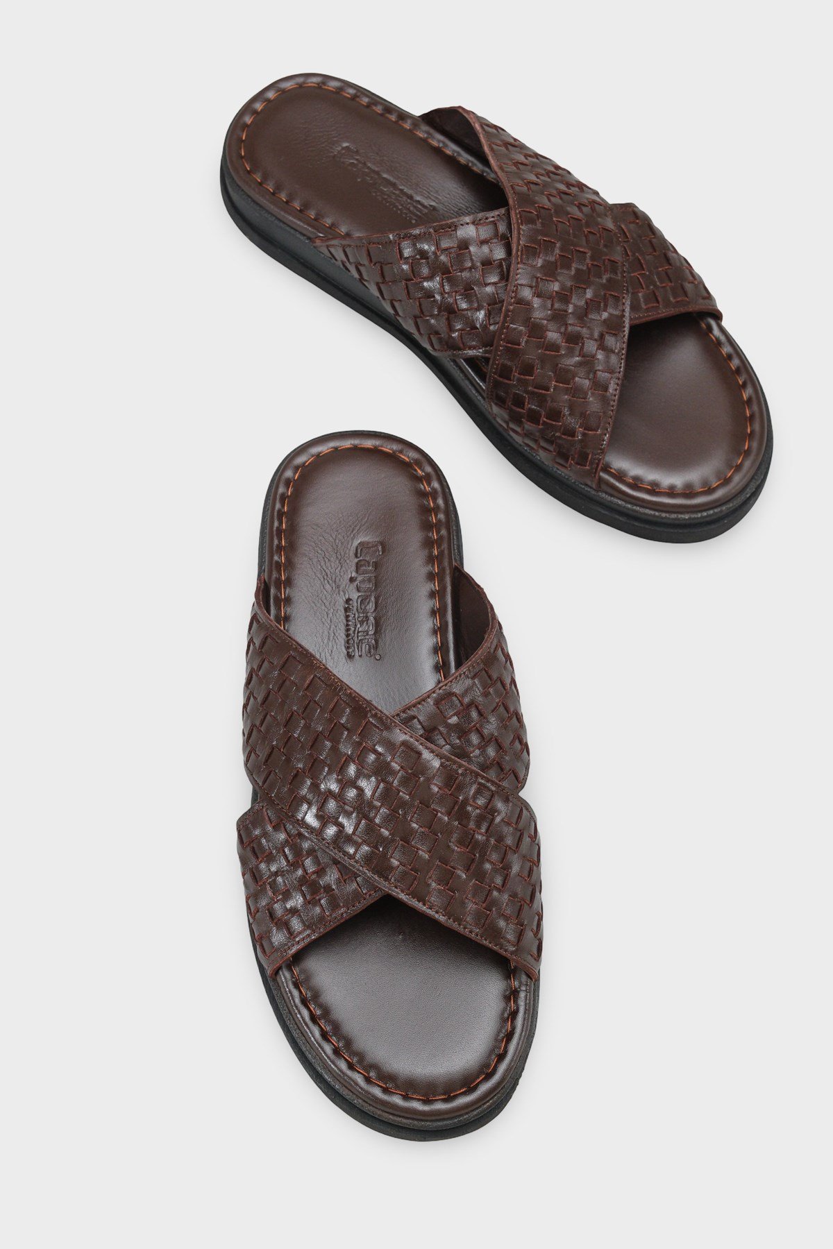 Capone Cross Strap Woven Pattern Men Sandal