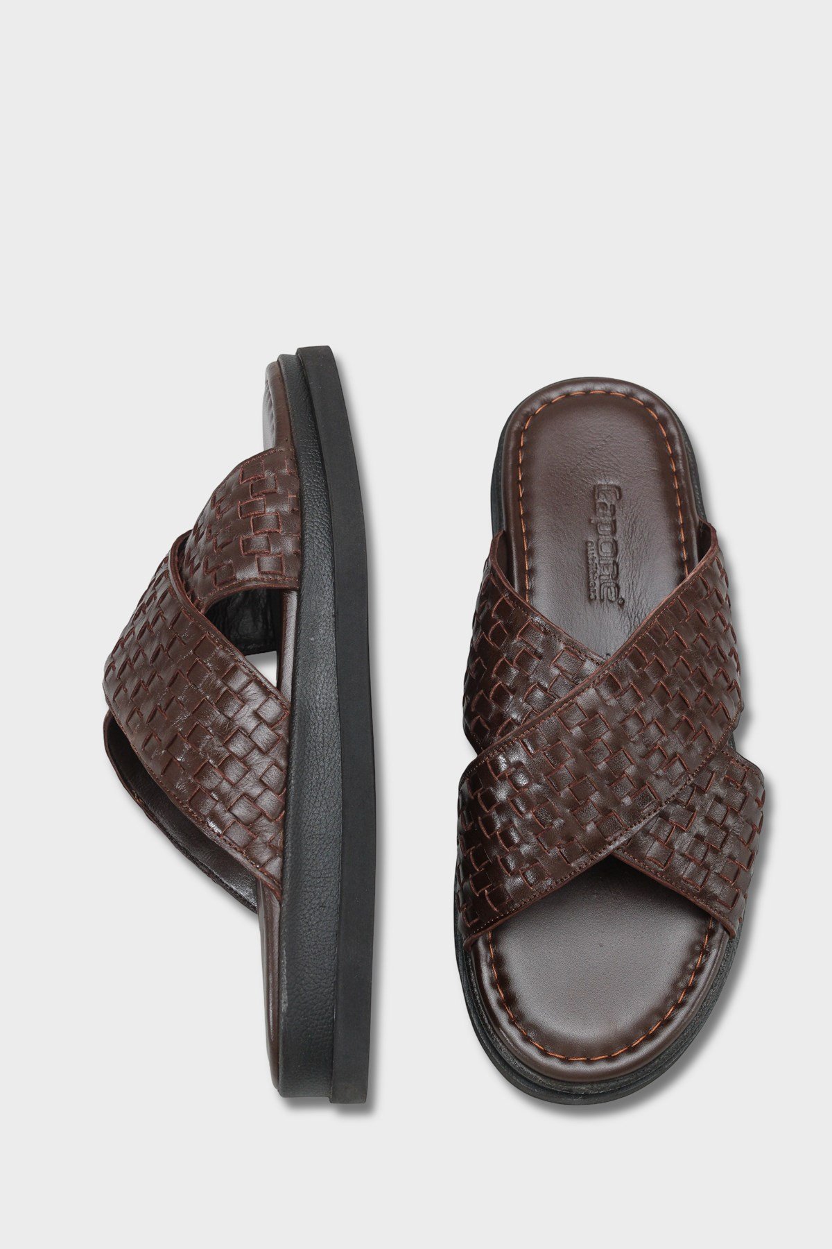 Capone Cross Strap Woven Pattern Men Sandal
