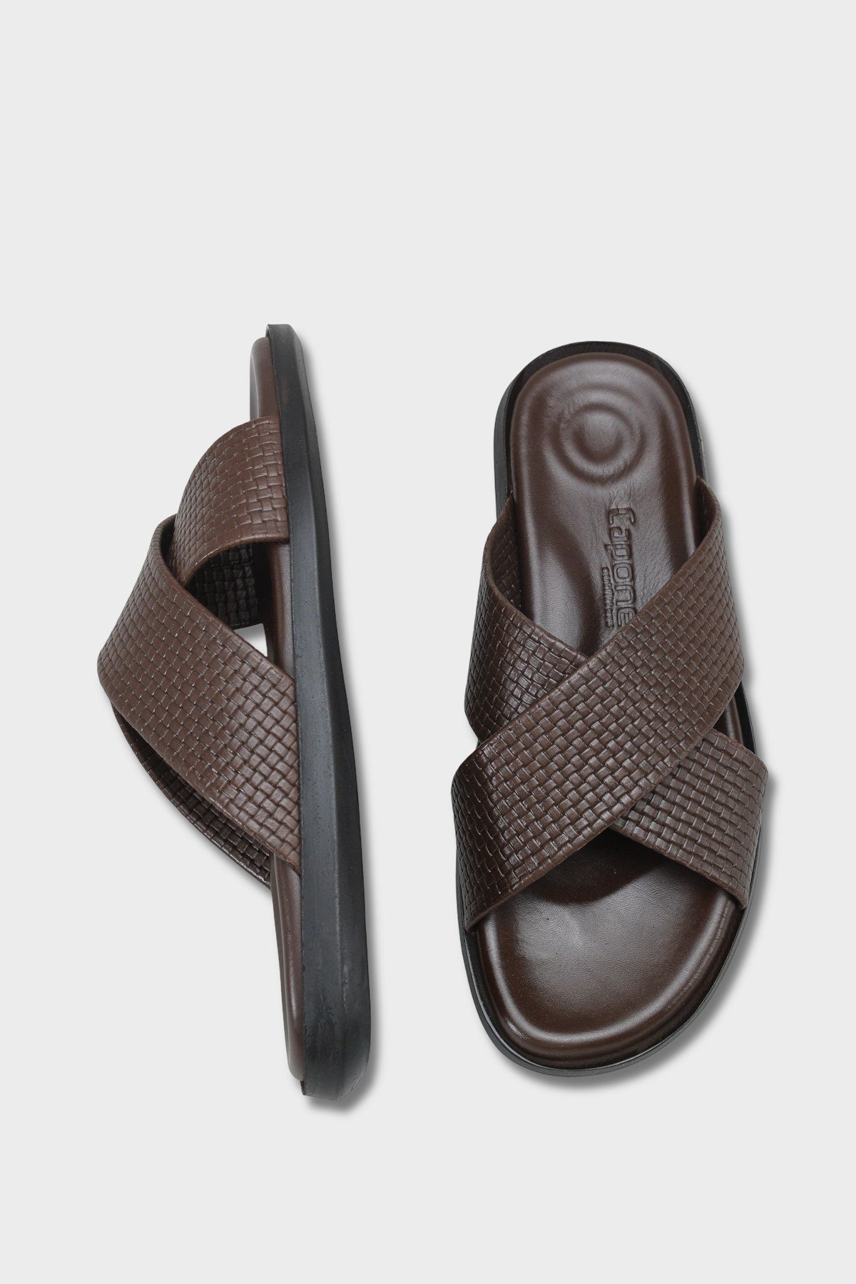 Capone Cross Strap Woven Pattern Men Sandal