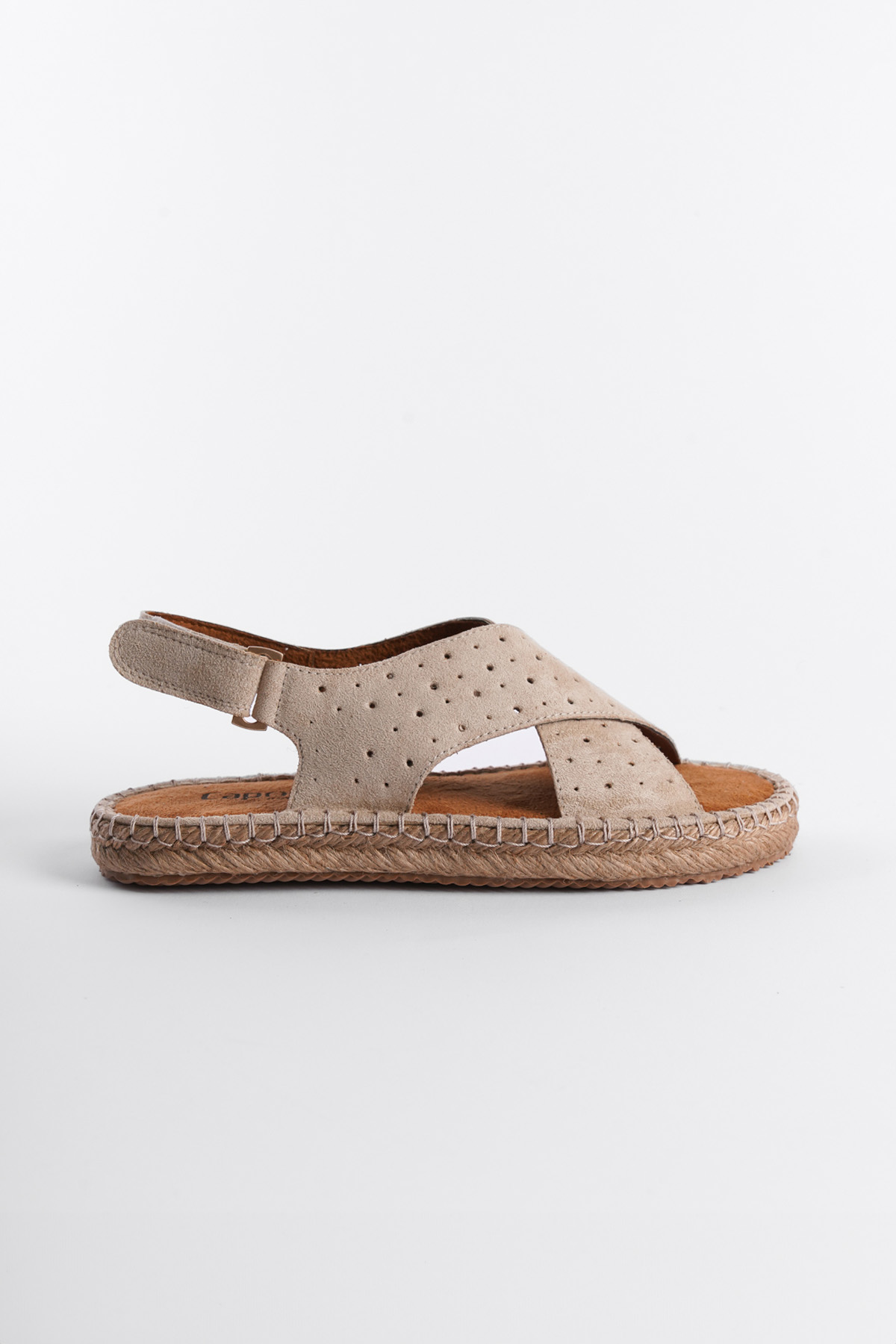 Capone Cross-Strapped Women Sued Beige Espadrille Sandals