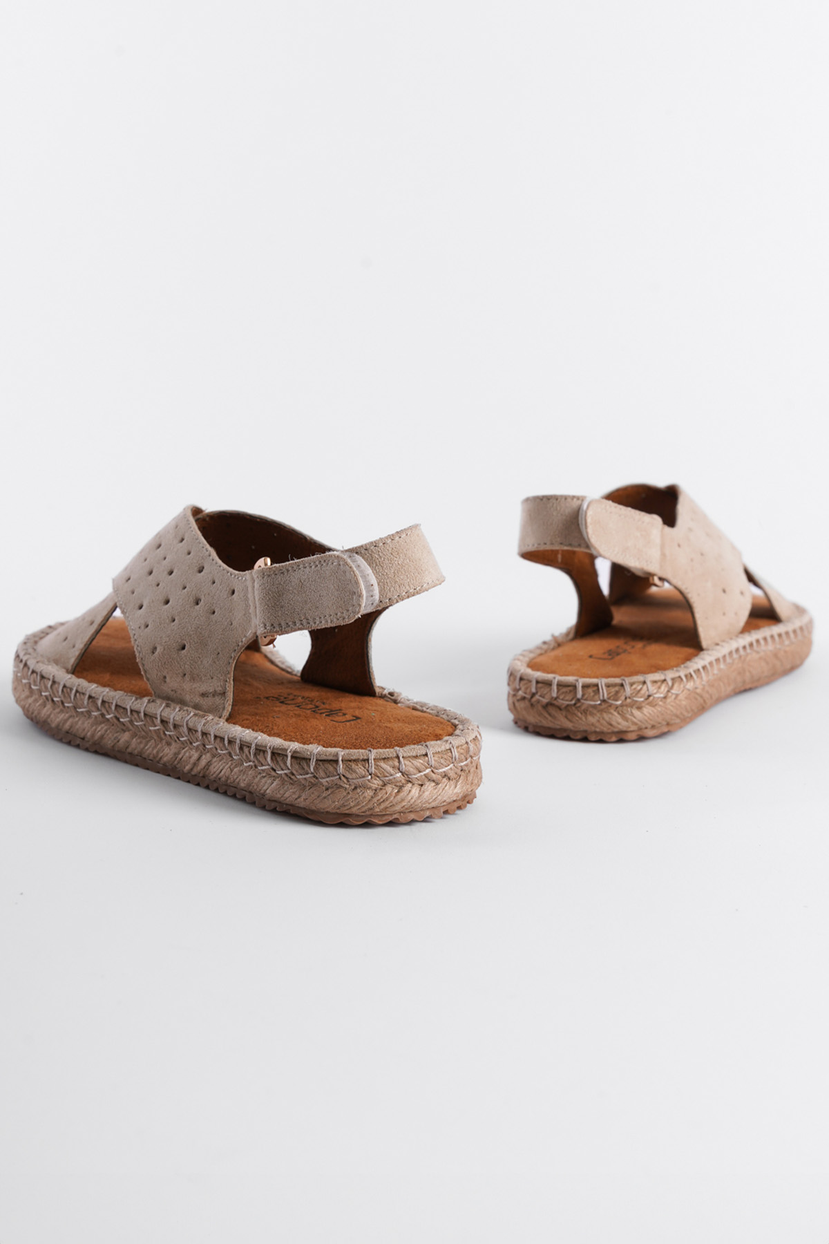 Capone Cross-Strapped Women Sued Beige Espadrille Sandals