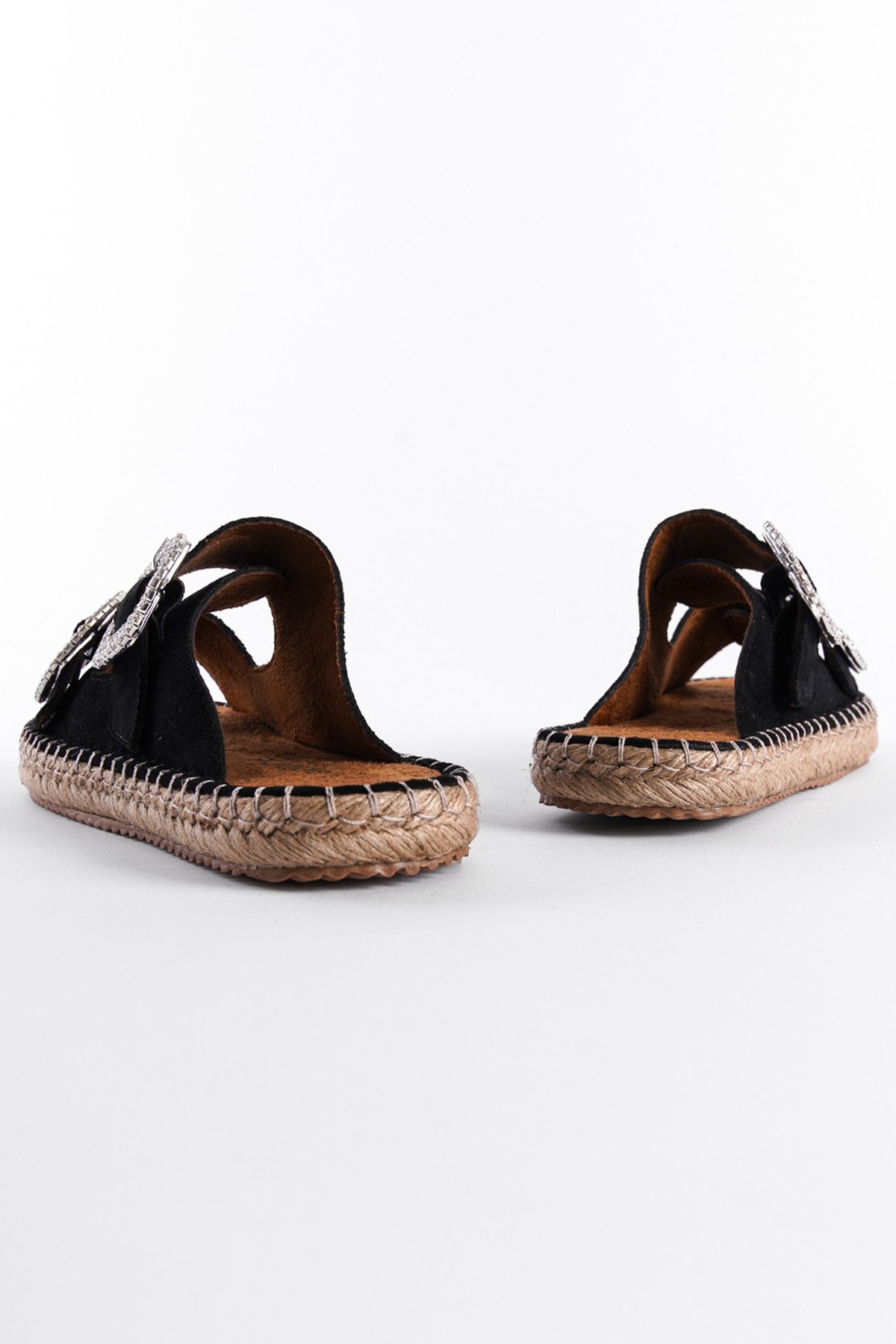 Capone Crystal Embellished Women Black Espadrille Slippers