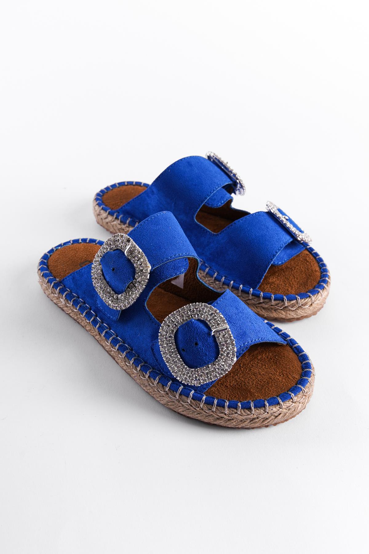 Capone Crystal Embellished Women Blue Espadrille Slippers