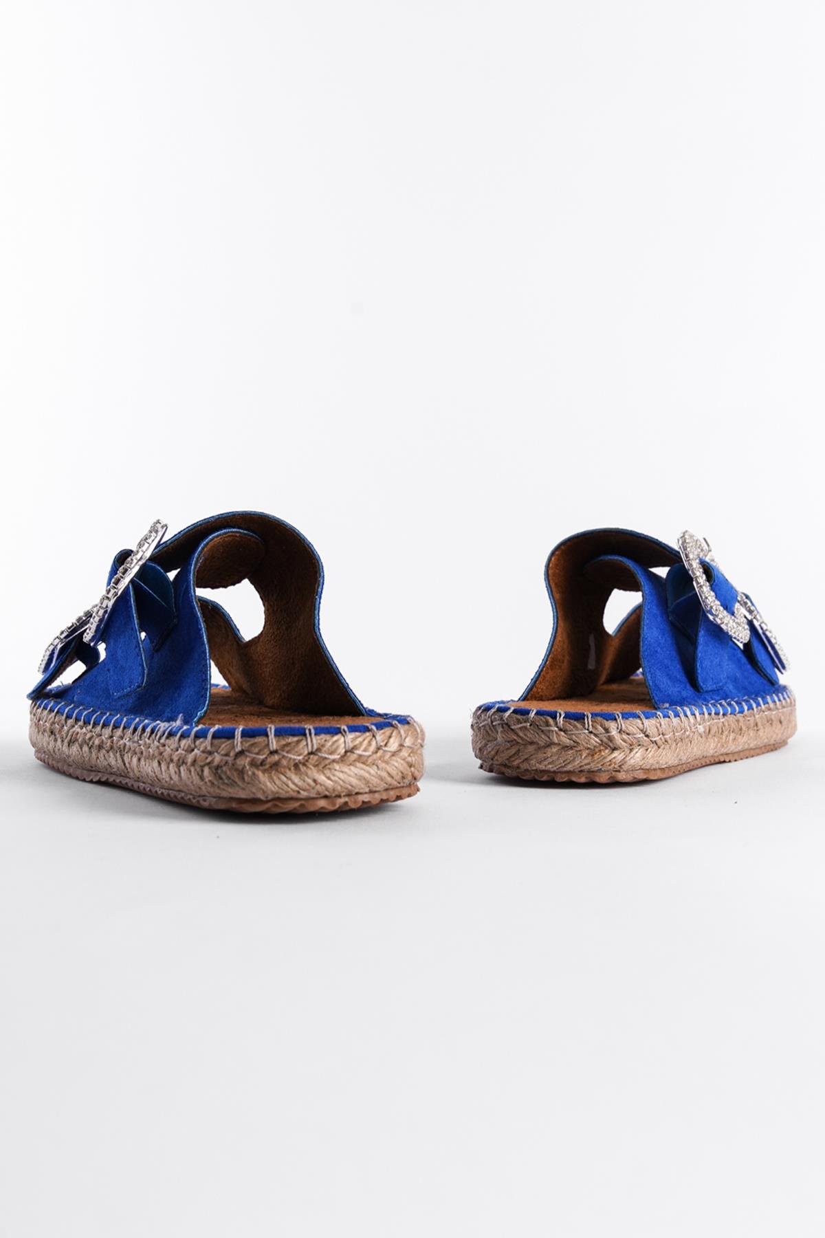 Capone Crystal Embellished Women Blue Espadrille Slippers