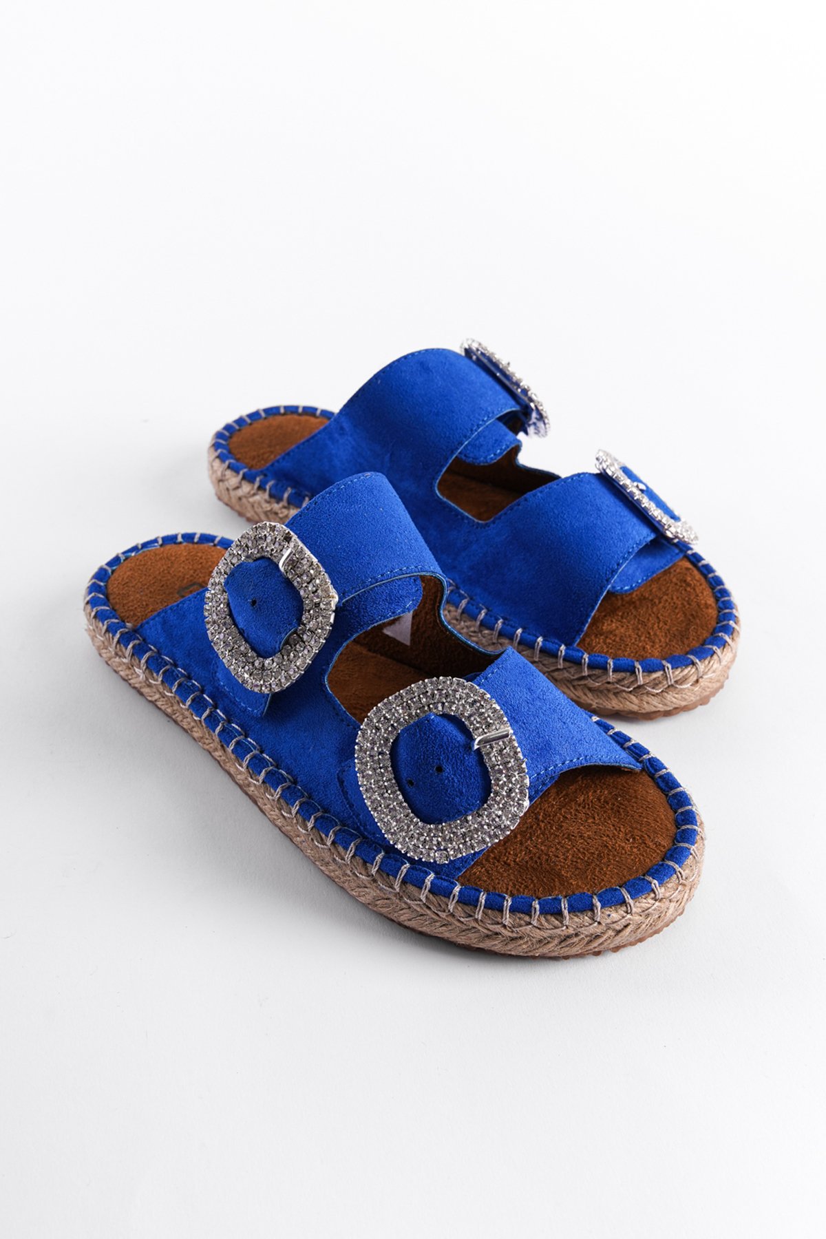 Capone Crystal Embellished Women Blue Espadrille Slippers