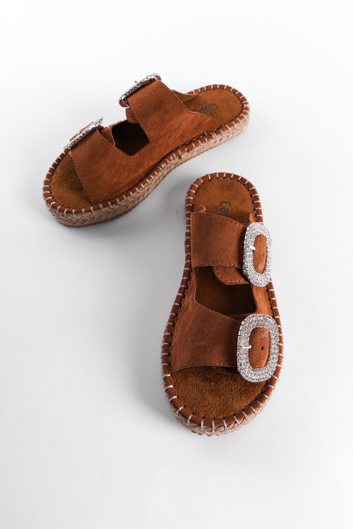 Capone Crystal Embellished Women Tan Espadrille Slippers