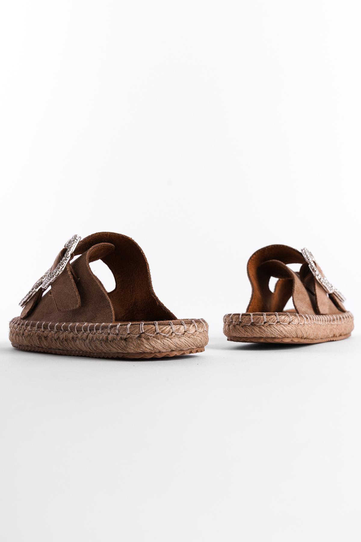 Capone Crystal Embellished Women Tan Espadrille Slippers