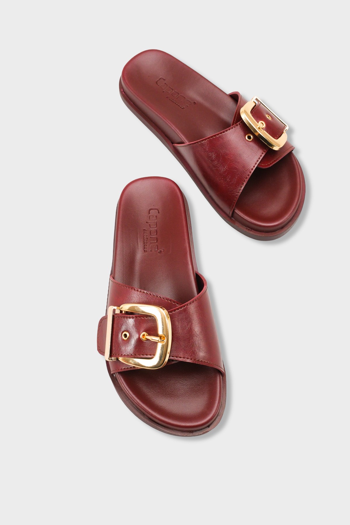 Capone Cybelle Flat Heel Single Band Metal Buckle Women Cherry Sandal